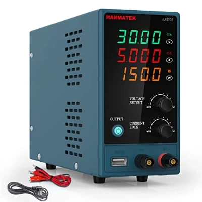 Immagine di HANMATEK HM305 Alimentatore da Banco Laboratorio Regolato a Commutazione Regolabile 30 V / 5 Display LED 4 Cifre Funzione LOCK Impostabile Manualmente