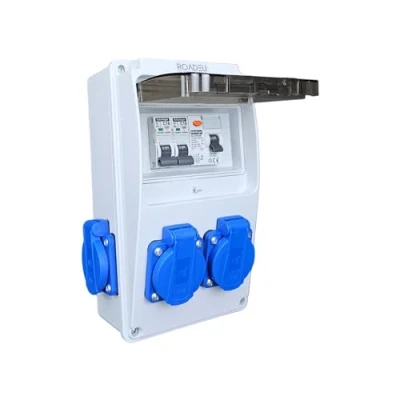 Immagine di RoadEu Distributore di corrente 230 V 4 prese Schuko con interruttore protezione Fi 40 A e 2 X C 16 A. IP44