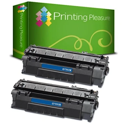 Immagine di Printing Pleasure 2 Toner Compatibili Q7553X 53X Cartuccia Laser per HP Laserjet P2015 P2015D P2015DN P2015N P2015X P2010 P2012 P2013 P2014 P2014DN P2014X M2727 M2727NF M2727NFS MFP Nero, Alta Resa