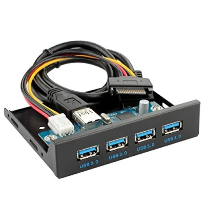 Immagine di chenyang HUB USB 3.0 4 porte dal pannello frontale all&#039;adattatore da 20 pin della scheda madre con cavo di alimentazione SATA per caddy unità disco floppy bay 3,5&quot;