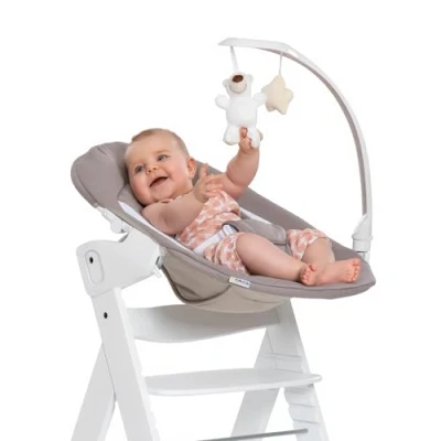Immagine di hauck Sdraietta Neonato Alpha Bouncer Deluxe 2in1, Compatibile con Seggioloni Alpha+ e Beta+ Neonati da 0 Mesi fino a 9kg, Riduttore di Seduta, Funzione Dondolo Arco Giochi Beige