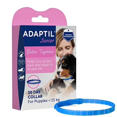 Immagine di Adaptil Collare Junior regolabile per cuccioli, ha dimostrato di aiutare a ridurre il pianto notturno, fornisce conforto quando sono casa da soli, adatto l’allenamento e la socializzazione