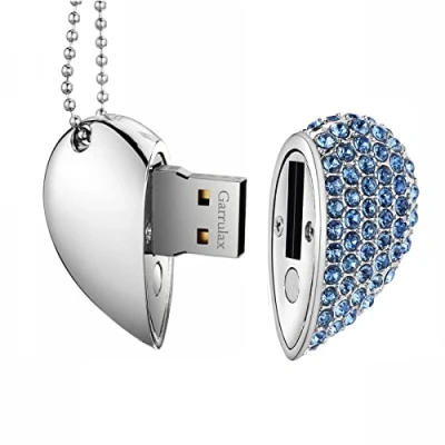 Immagine di GARRULAX Chiavetta USB, 32 GB, a forma di cuore, ad alta velocità, USB 3.0, flash drive memoria disk pendrive (blu)
