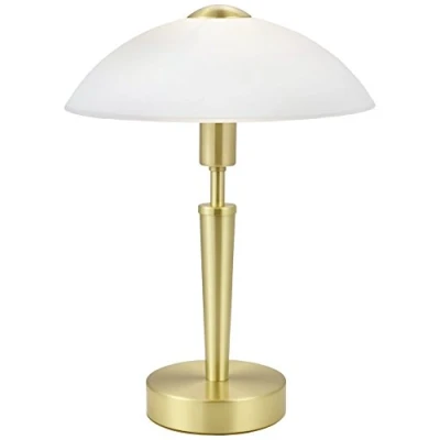 Immagine di EGLO lampada da tavolo Solo 1, a uno punto luce, acciaio, ottone opaco, satinato, bianco, E14, regolatore d&#039;intensità incl