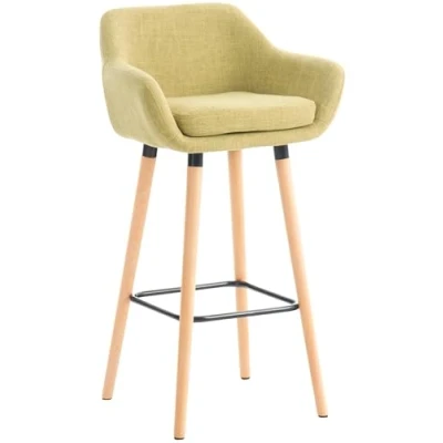 Immagine di CLP Sgabello Bar Grant In Stoffa Sfoderabile I Sedia Alta Cucina Telaio Legno Di Faggio Bancone, Colore:verde chiaro