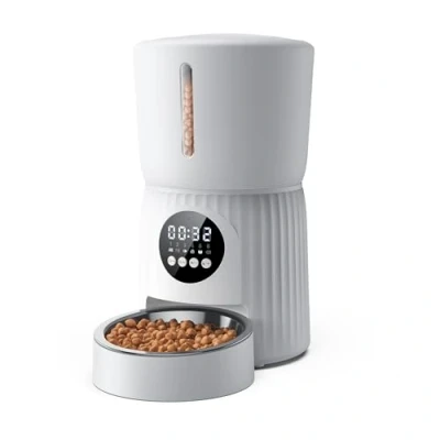 Immagine di Faroro 4L Distributore Automatico Cibo Gatti, Dispenser Gatti e Cani con Ciotola in Acciaio Inox, Funzione Timer, Da 1 a 6 Pasti al Giorno