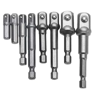 Immagine di 8Pcs Socket Adapter Impact Hex Shank Bit Barra Set 1/4 &quot;3/8&quot; 1/2 &quot;per Drill CR V Modifica Dado Velocità Driver Adattatori per l&#039;utilizzo con punte di trapano