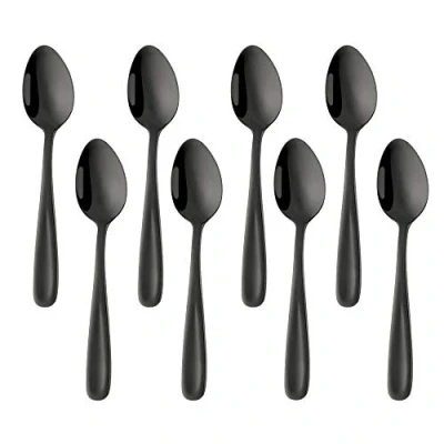 Immagine di BISDARUN Neri Cucchiaini da Caffè Latte Piccoli Colorati tè acciaio inossidabile 8 pezzi 13,5 cm cucchiaio mini supoon per Mescolando cucchiai dessert di marmellata espresso