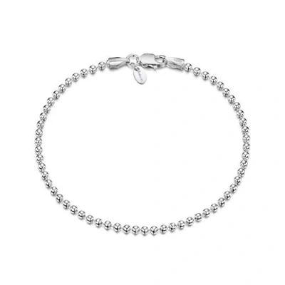 Immagine di Amberta Bracciale da Donna in Argento Sterling 925 Lunghezza 19 cm: Maglia Sfere 2 mm