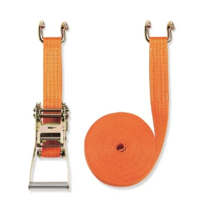Immagine di Braun Cinghia 4000 Dan, 2 Pezzi, Lunghezza 8 m, Larghezza 50 mm, con Dente di Arresto e Ganci sponda, Colore: Arancione