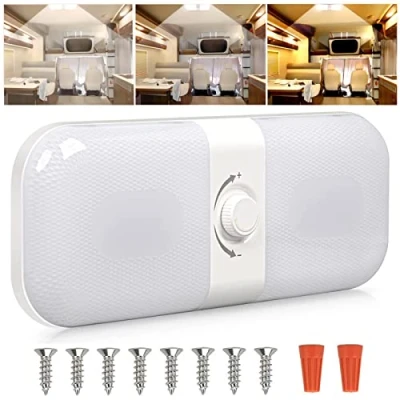 Immagine di Intckwan Plafoniera LED 12v per Camper, Luci da Tetto Dimmerabili, Camper con Interruttore di Memoria, 120 LEDs, 3 Colori, Universale DC 12 24v Auto Camion Campeggio Caravan Barca