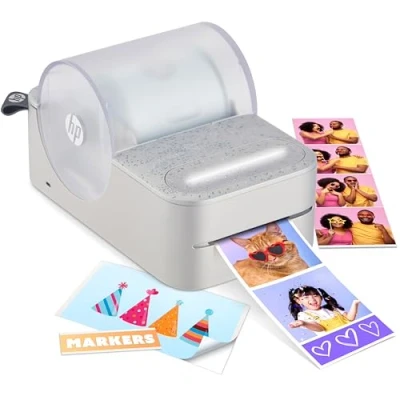 Immagine di HP Sprocket Panorama Instant Stampante per etichette a colori e foto (Grigio) Personalizza stampe da 2 x 0,5 9 pollici su carta con retro in zinco autoadesivo