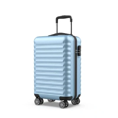 Immagine di NUMADA Trolley Bagaglio a Mano Upfly 20&#039; ABS (53x33,5x22cm) con chiusura combinazione e 4 ruote doppie 360. Valigia da cabina rigida resistente leggera interni scomparti Blu Chiaro