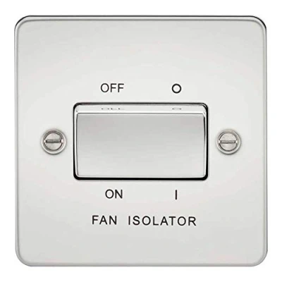 Immagine di Knightsbridge FPAV1100PC Interruttore a 3 poli, con piastra piana, 10 A, cromato lucido, Poilished Chrome