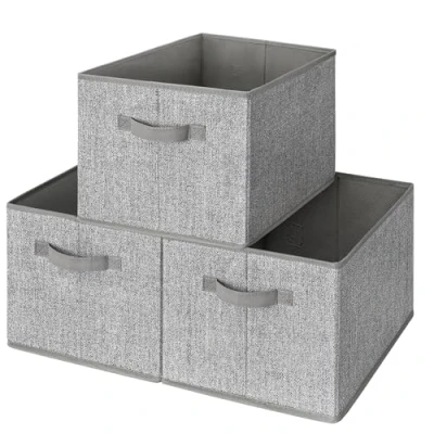 Immagine di GRANNY SAYS Scatole Tessuto, Set di 3 Portaoggetti Pieghevoli, Scatola Organizzatori Vestiti, Contenitori in Tessuto Armadio, Extra Large Storage Boxes for Wardrobe, Grigio