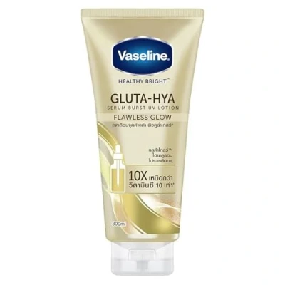 Immagine di Vaseline Gluta Hya Flawless Glow Lozione per Viso e Corpo Dona una Pelle più Luminosa Crema Idratante Arricchita con Glutatione Pro Retinolo, 300ml
