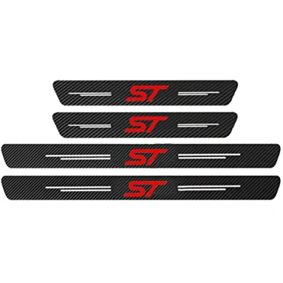 Immagine di EAGLEG 4 Pezzi Car Adesivi Soglia Fibra Carbonio per FO rd Focus Fiesta Kuga Fusion Edge ST Line S Max, Battitacco Pedal Stickers AntiGraffio Pellicola Protettiva, Auto Styling Accessori, Red
