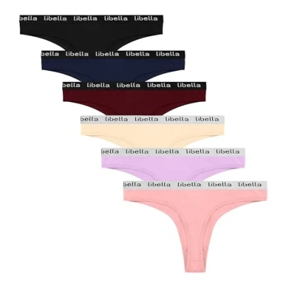 Immagine di Libella Tanga Donna Mutande in Cotone Mutantina Femminile Semplice e Confortevole Thong Elasticizzato,Women Underwear Multipack,Pacco da 6 Multicolore UN9 M