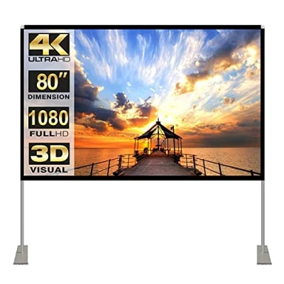 Immagine di Schermo per Proiettore con Supporto 80&quot; 16: 9 Portatile Una Scelta Perfetta Teatro Domestico il Cinema All&#039;aperto e Altre Attività di Intrattenimento