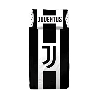 Immagine di hermet Juventus FC, Lenzuola Letto Singolo, Completo Lenzuolo 1 Piazza, Bianco Nero, Sopra, Con Angoli, Federa, 100% Puro Cotone, Prodotto Ufficiale