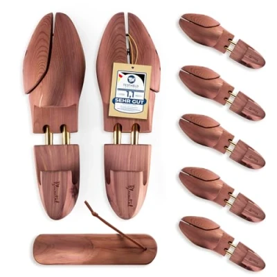 Immagine di Blumtal Allarga Scarpe Uomo, Tendiscarpe Forma Allargascarpe in Legno di Cedro con Calzante Assorbe Umidità e Combatte Cattivi Odori 5 Paia