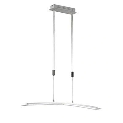 Immagine di Fischer &amp; Honsel Metis 60162 Lampadario a sospensione LED da 19,0 Watt, opaco, nichelato, 3 livelli CCT, regolabile in altezza, dimmerabile, 90 x 9 150 cm (L P A), 2400 lm, 2700 K / 3350
