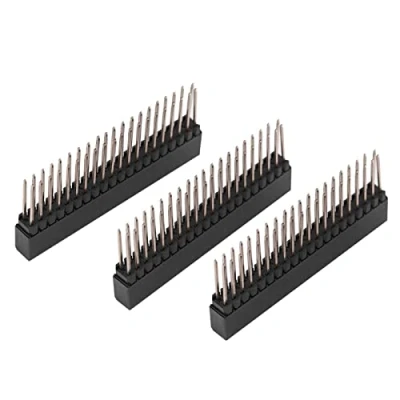 Immagine di 3 pezzi Intestazioni pin Femmina 2 x 20 pin, Female Header Extra Alto con 2,54m di Distanza Separazione Connettore Compatibile PCB