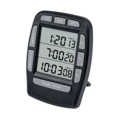 Immagine di Jayron JR KT001 Timer Digitale Ampio LCD a 3 Canali,Timer da Cucina,Timer per Conto alla Rovescia di Cottura Allarme Forte Magnete Staffa Batteria Sostituibile Bambini Anziani