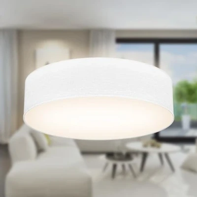 Immagine di B.K.Licht Plafoniera LED soffitto moderna in tessuto bianco, diametro 38cm, Lampadario Soffitto, Soggiorno camera da letto cucina bagno corridoio, per 2 lampadine E27 non incluse
