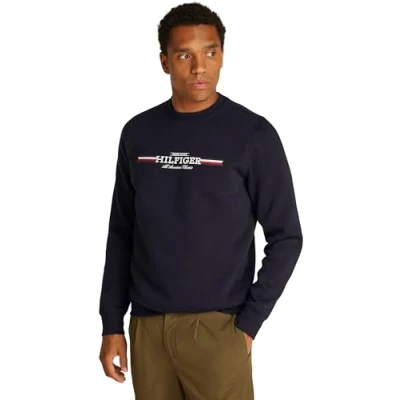 Immagine di Tommy Hilfiger Uomo Felpa Scollo Rotondo, Blu (Desert Sky), XXL