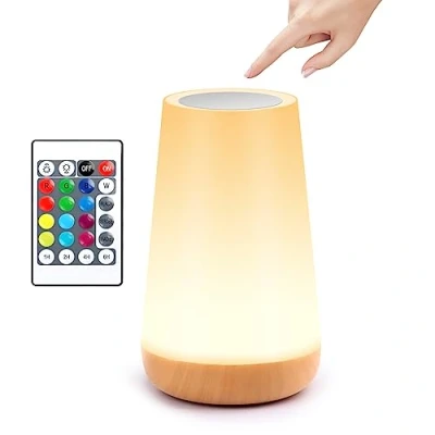 Immagine di JOPHEK 13 Colori Touch Dimmable Night Lamp, USB Ricaricabile Led Luce Notturna con Telecomando, Regalo per Bambini Adulti