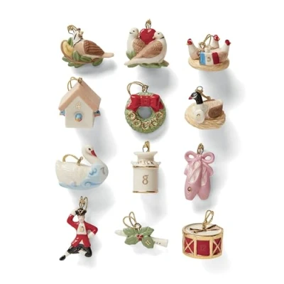 Immagine di Lenox Twelve Days of Christmas Set di 12 ornamenti da pezzi, colore: Rosso e Verde