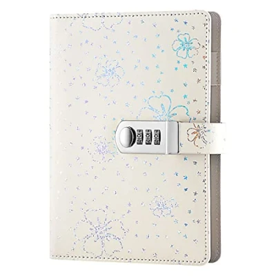 Immagine di NectaRoy PU Pelle Diario Taccuino con Serratura a Combinazione, Cielo stellato Creative Segreto Progettista Organizzatore Portapenne, A5 Taglia 210x145mm