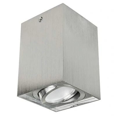 Immagine di Maclean MCE 426C/M per Lampadine LED GU10 Max.40W Plafone Orientabile Faretto da Soffitto Diversi Colori e Forme IP20 Spot Moderno (Opaco/Cromato, 1x Plafoniera Quadrata)