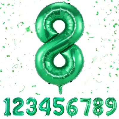 Immagine di Palloncini compleanno 8 anni 40 pollici Decorazioni Verde di un ragazzo e una ragazza Pallone gonfiabile in foil Verde8