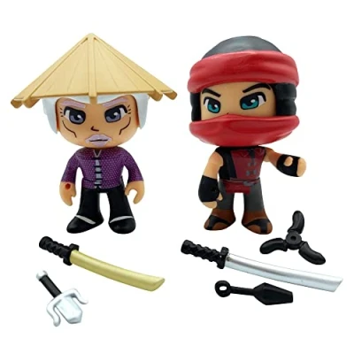 Immagine di Pinypon action The Ninja Sensei &amp; Kohai, 2 figure ninja, bambola maestro e apprendista, con 6 accessori di gioco, giocattolo per ragazzi ragazze dai 4 anni, famoso (PNC28000)
