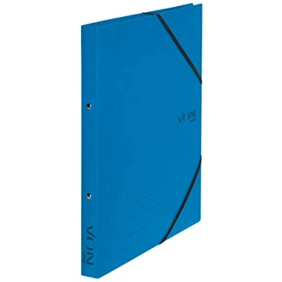 Immagine di VON Leitz 30120035 Raccoglitore ad anelli formato A4, con 2 e chiusura elastica, larghezza dorso 25 mm, per 140 fogli, scuola, studio casa, confezione da 5, blu