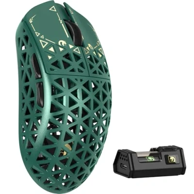 Immagine di MAMBASNAKE M5 Ultra Carbon Fiber Mouse da Gioco Wireless 8000Hz con Fino a 42000 DPI, Sensore PAW3950MAX, 39g Ultraleggero, Chip Nordic 52840, Wireless/BT/Cablato 2,4GHz, per PC/Xbox/PS/Mac Verde