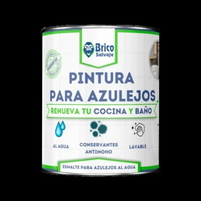 Immagine di BRICOSALVAJE Vernice per piastrelle da cucina e bagno all&#039;acqua satinata, senza primer, lavabile, alta durezza (nero ebano, 750 ML)