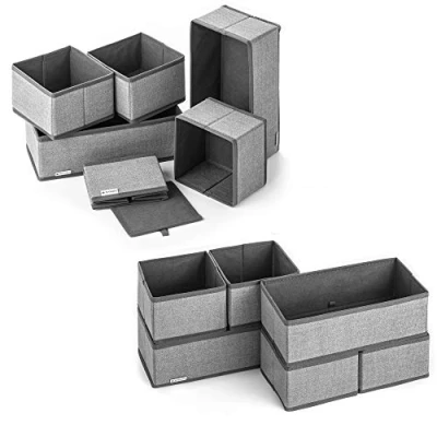 Immagine di Navaris Set 12x Scatole Organizer Organizzatori Armadi Pieghevoli Salvaspazio Scatola Organizzatore Interni Armadio Contenitore Ordinett Biancheria