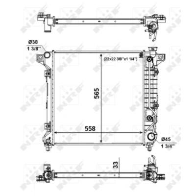 Immagine di NRF 56023 Radiatore motore Alluminio 565 558 33 con parti annesse Alette di raffreddamento saldate