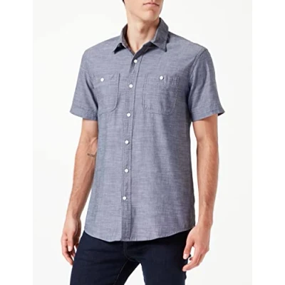 Immagine di Amazon Essentials Camicia in Chambray a Maniche Corte Uomo, Grigio, XL