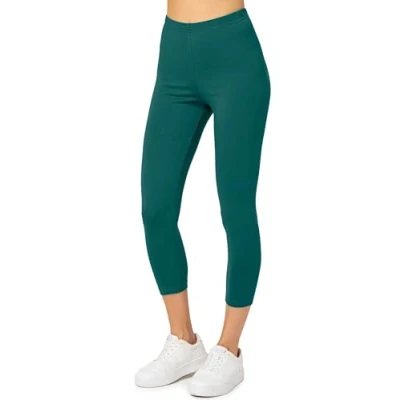 Immagine di Merry Style Leggings Donna 3/4 Pantaloni Capri Morbidi e Confortevoli Leggins in Cotone Traspirante Elastici Delicati sulla Pelle Sensibile MS10 199 (Verde Smeraldo, 4XL)