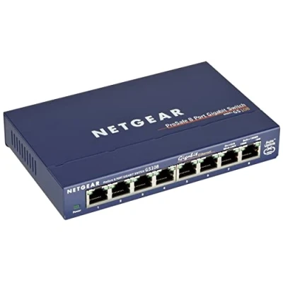 Immagine di NETGEAR Switch Ethernet 8 porte Unmanaged GS108GE, Gigabit con opzioni di Montaggio desktop o a parete e assistenza limitata vita
