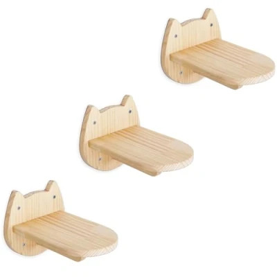 Immagine di DaizySight Set di 3 ripiani da parete per gatti, arrampicata, scala a parete, albero gatto, in legno, mobili forma confezione