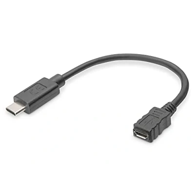 Immagine di DIGITUS Cavo Adattatore USB 2.0 0,1 m da C (M) a Micro B (F) 480 Mbps Nero