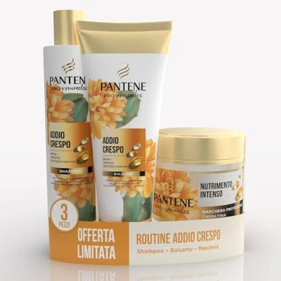 Immagine di Pantene Pro V Miracles Addio Crespo Set Regalo per Capelli: 1x Shampoo 250ml, Balsamo 160ml, Maschera 300ml, Capelli Secchi, Rende Morbidi e Doma il Tutto Giorno
