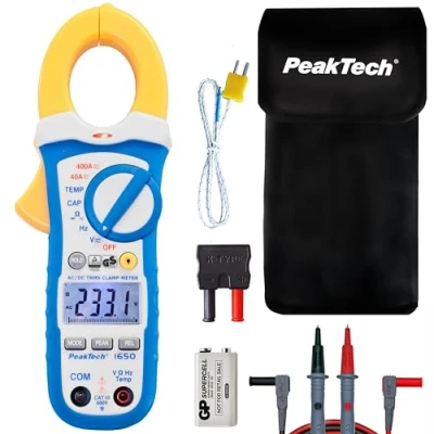 Immagine di PeakTech 1650 Morsetti con vero RMS AC/DC 400A, 4000 conteggi, Multimetro digitale, Voltmetro senza contatto, Amperometro, Tester di continuità Max. 600 V
