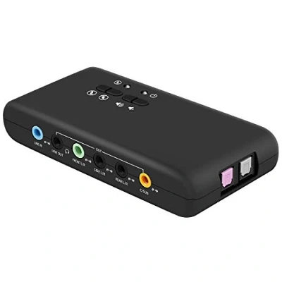 Immagine di LEAGY Scheda Audio USB Esterna DTS Dolby 7.1 Compatibile Win 8 uscite, 2 x Mic in,Registrazione e Riproduzione contemporanea, 1x SPDIF in out, Line out Jack da 3,5mm