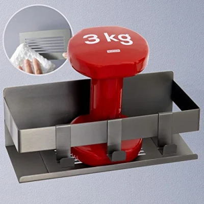 Immagine di DEKAZIA® mensola doccia grigia bagno mensole porta sapone portasapone shampoo accessori senza forare oggetti per bagnoschiuma da